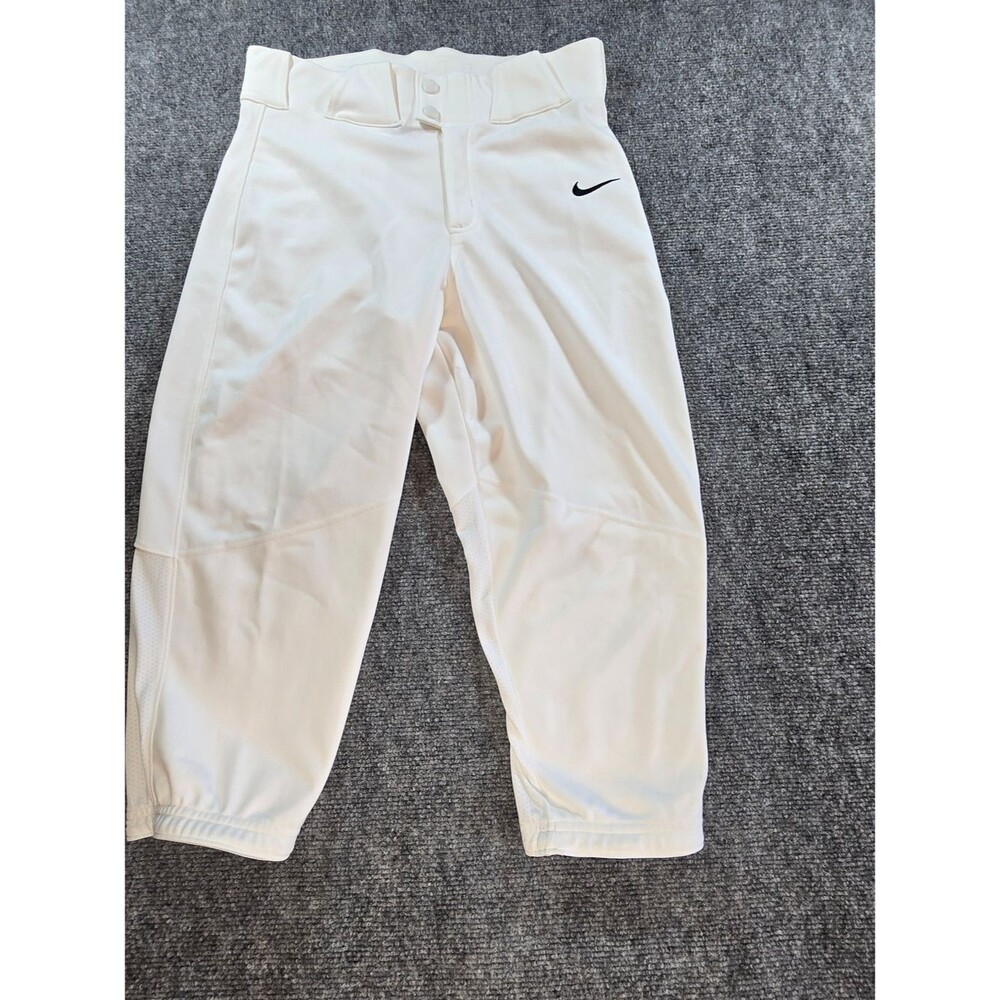 Nike White Athletic Baseball Pants with Swoosh Sz S